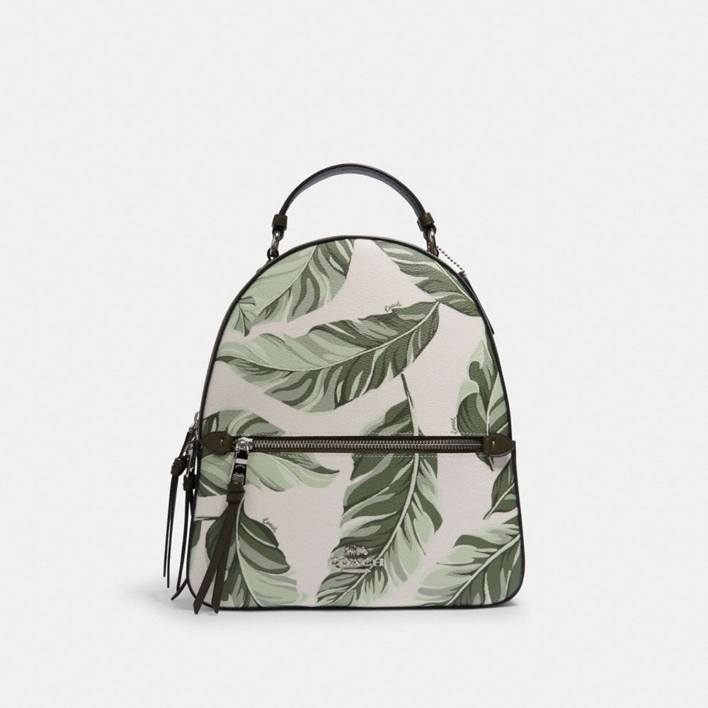 COACH JORDYN BACKPACK WITH BANANA LEAVES PRINT - SV/CARGO GREEN CHALK MULTI - 3962