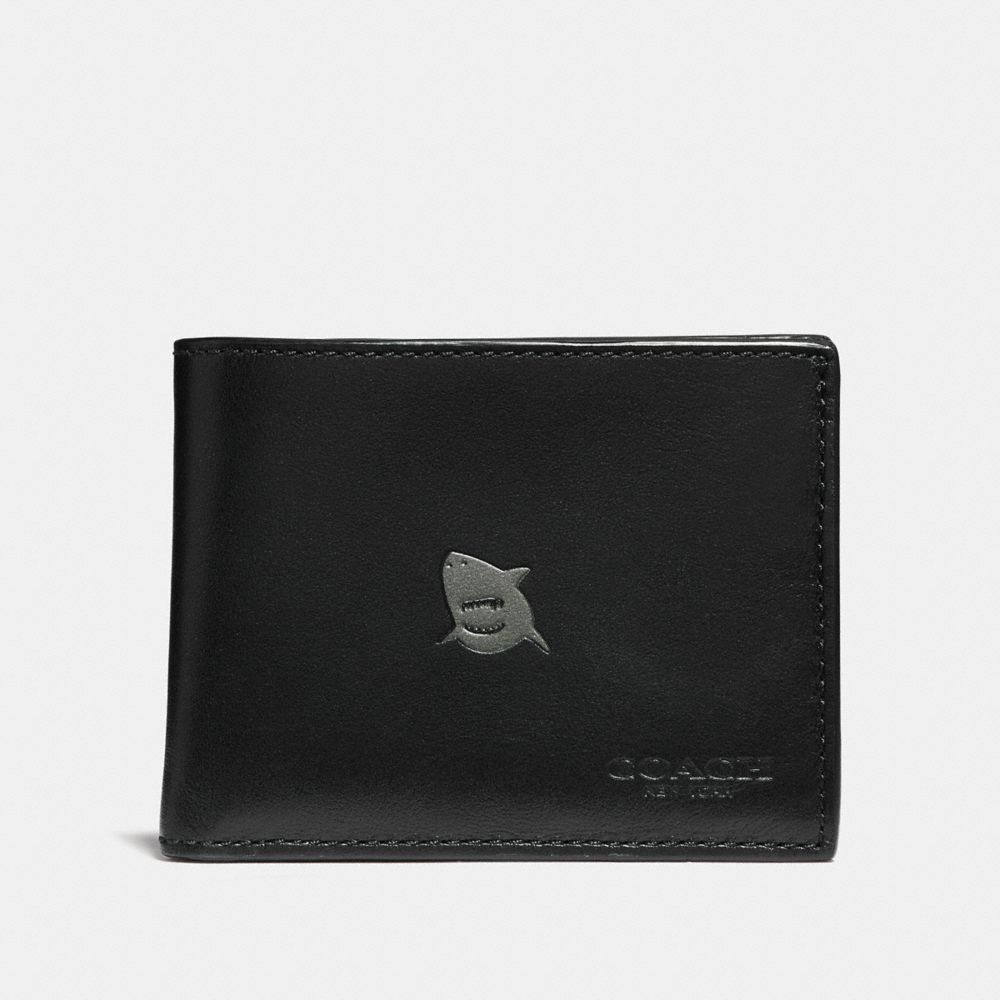 Boxed Slim Billfold Wallet With Shark Motif - BLACK SHARK - COACH 39637