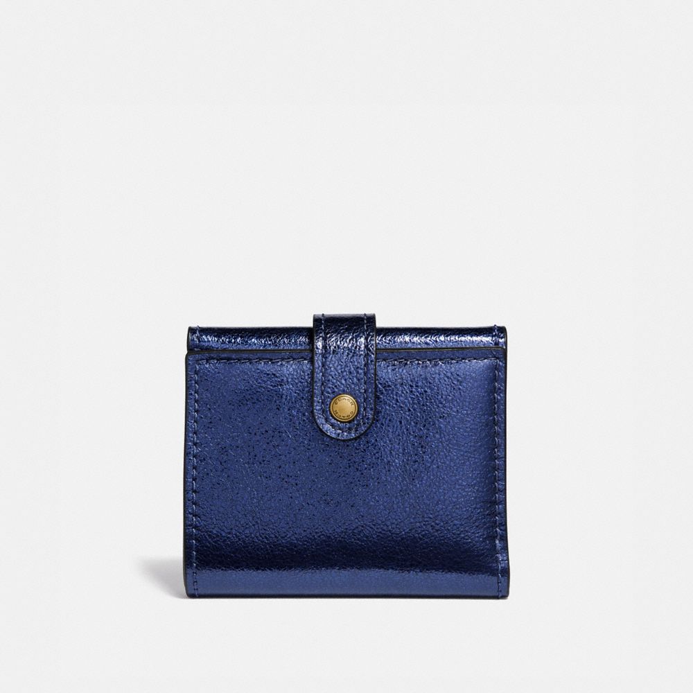 COACH 39707 Small Trifold Wallet METALLIC BLUE/BRASS