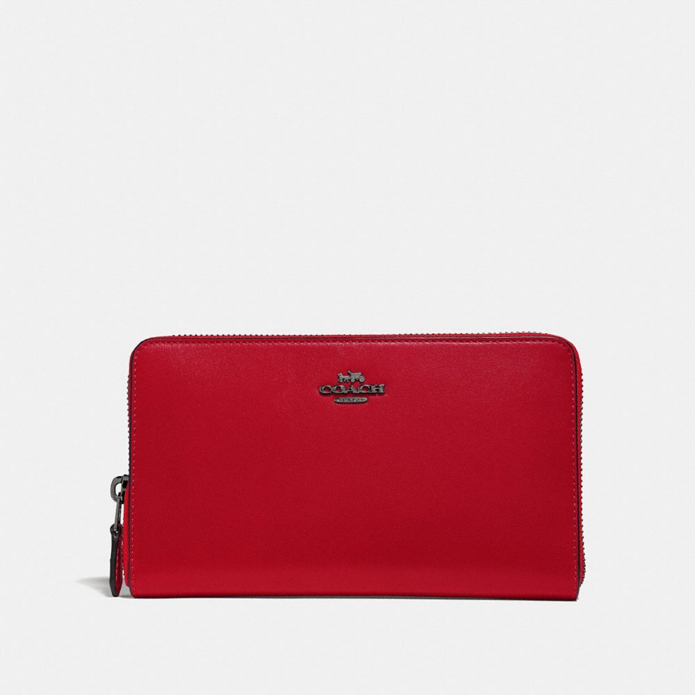 COACH 39738 CONTINENTAL WALLET GUNMETAL/RED APPLE