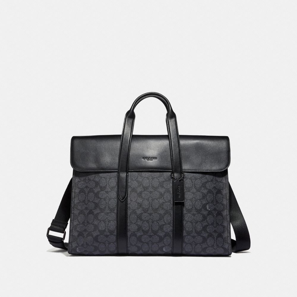 Metropolitan Portfolio In Signature Canvas - GUNMETAL/CHARCOAL - COACH 39775