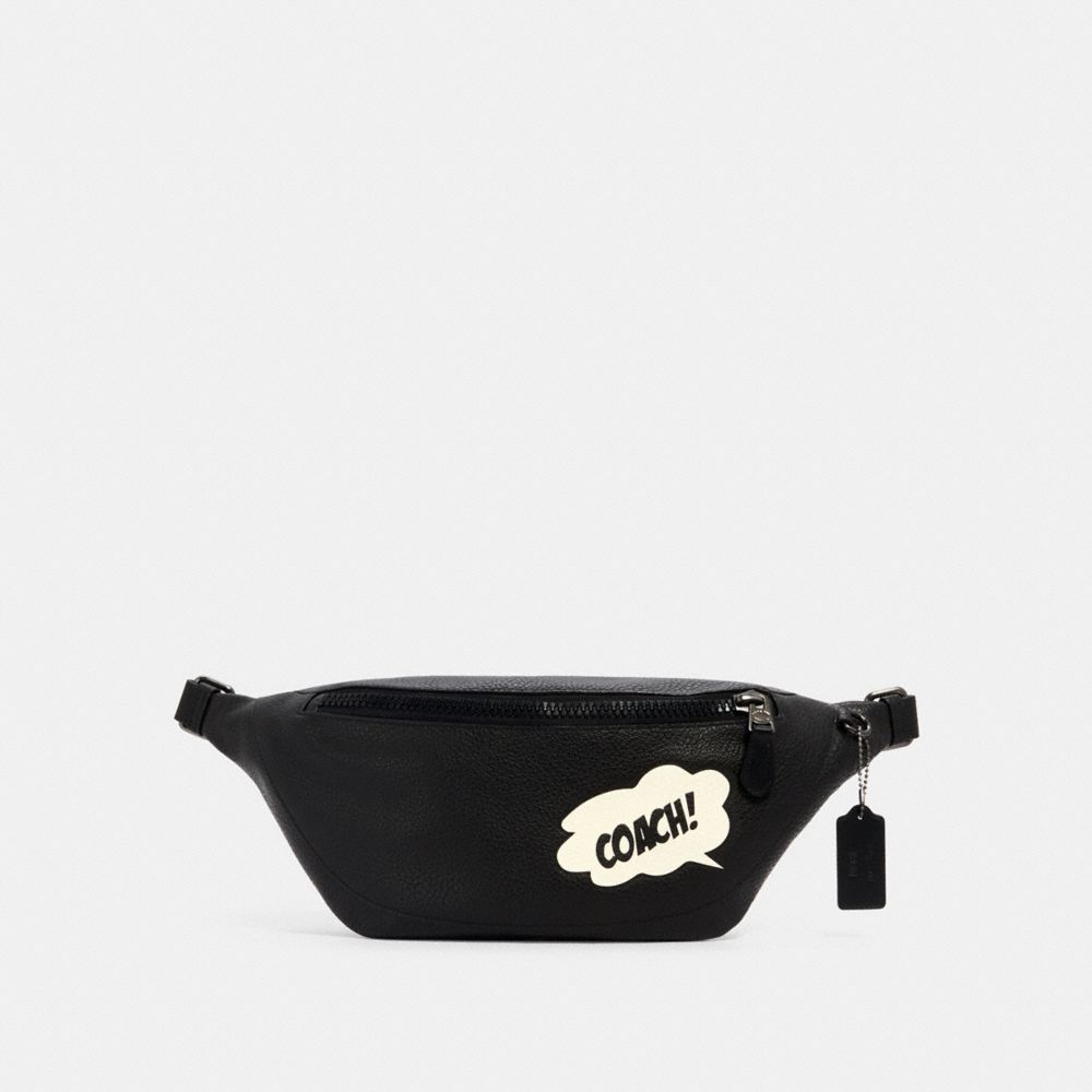 COACH COACH â”‚ MARVEL WARREN BELT BAG WITH COACH BUBBLE - QB/BLACK - 3990