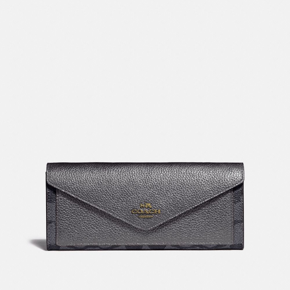 SOFT WALLET IN COLORBLOCK SIGNATURE CANVAS - 40040 - B4/CHARCOAL METALLIC GRAPHITE