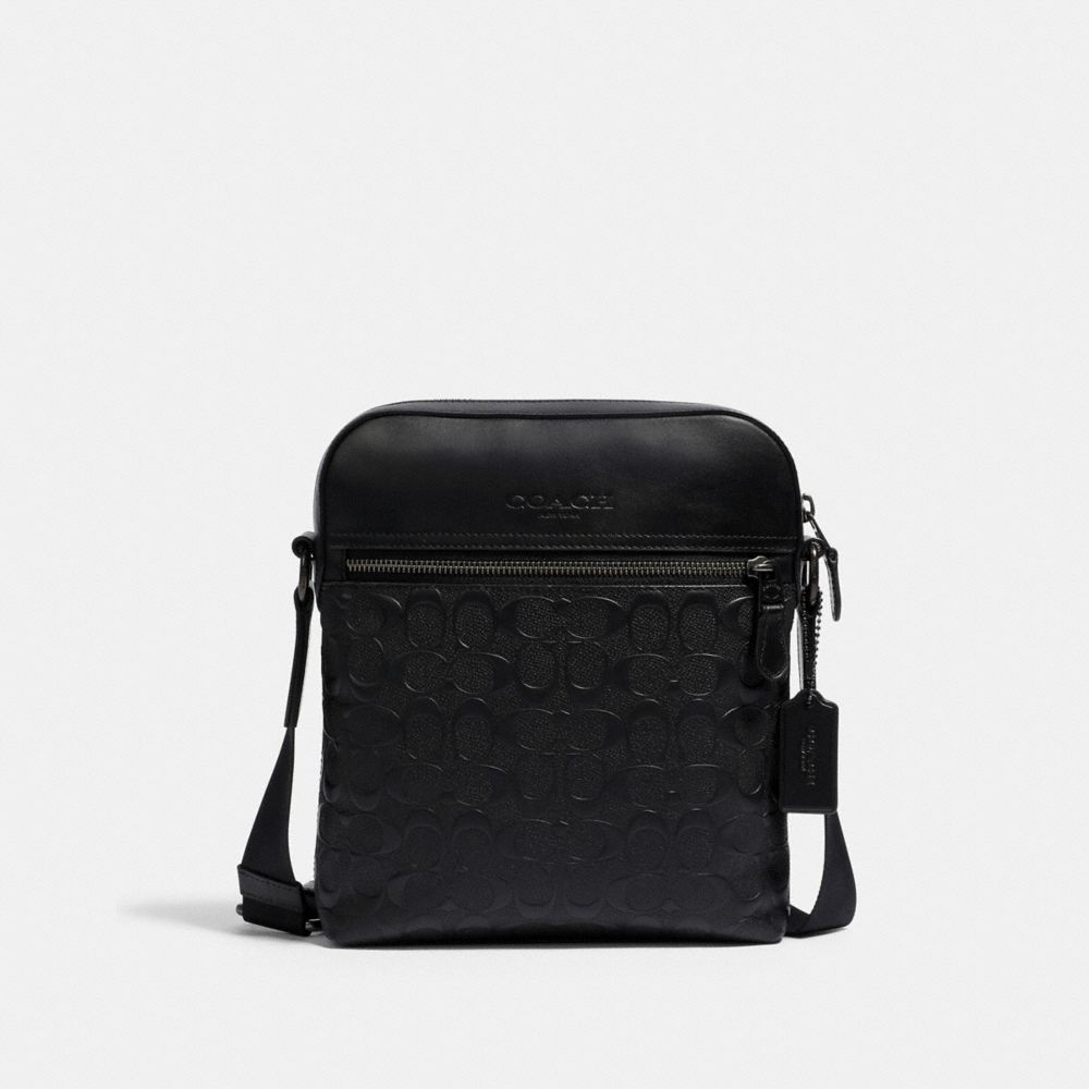 COACH 4009 - HOUSTON FLIGHT BAG IN SIGNATURE LEATHER - QB/BLACK | COACH MEN