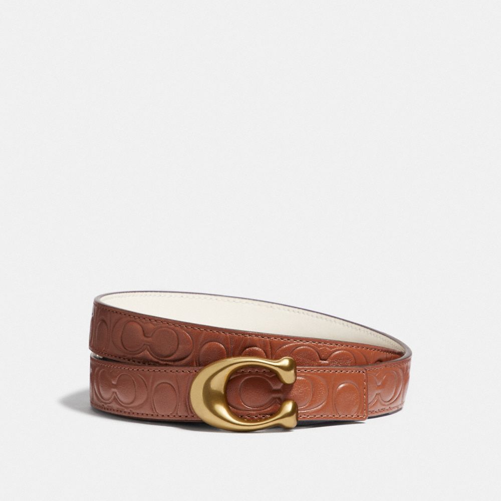 COACH 40118 Sculpted Signature Reversible Belt In Signature Leather B4/1941 SADDLE CHALK