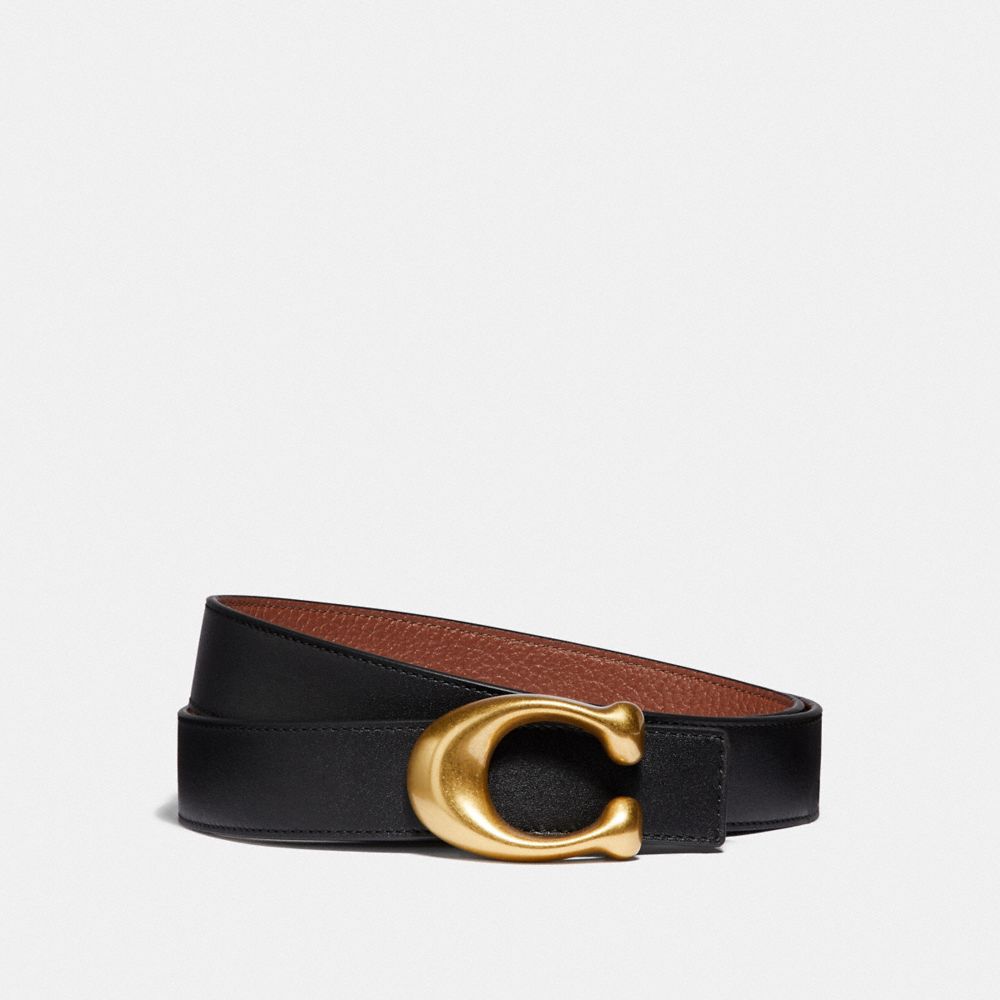 COACH 40122 - SCULPTED SIGNATURE REVERSIBLE BELT B4/BLACK 1941 SADDLE