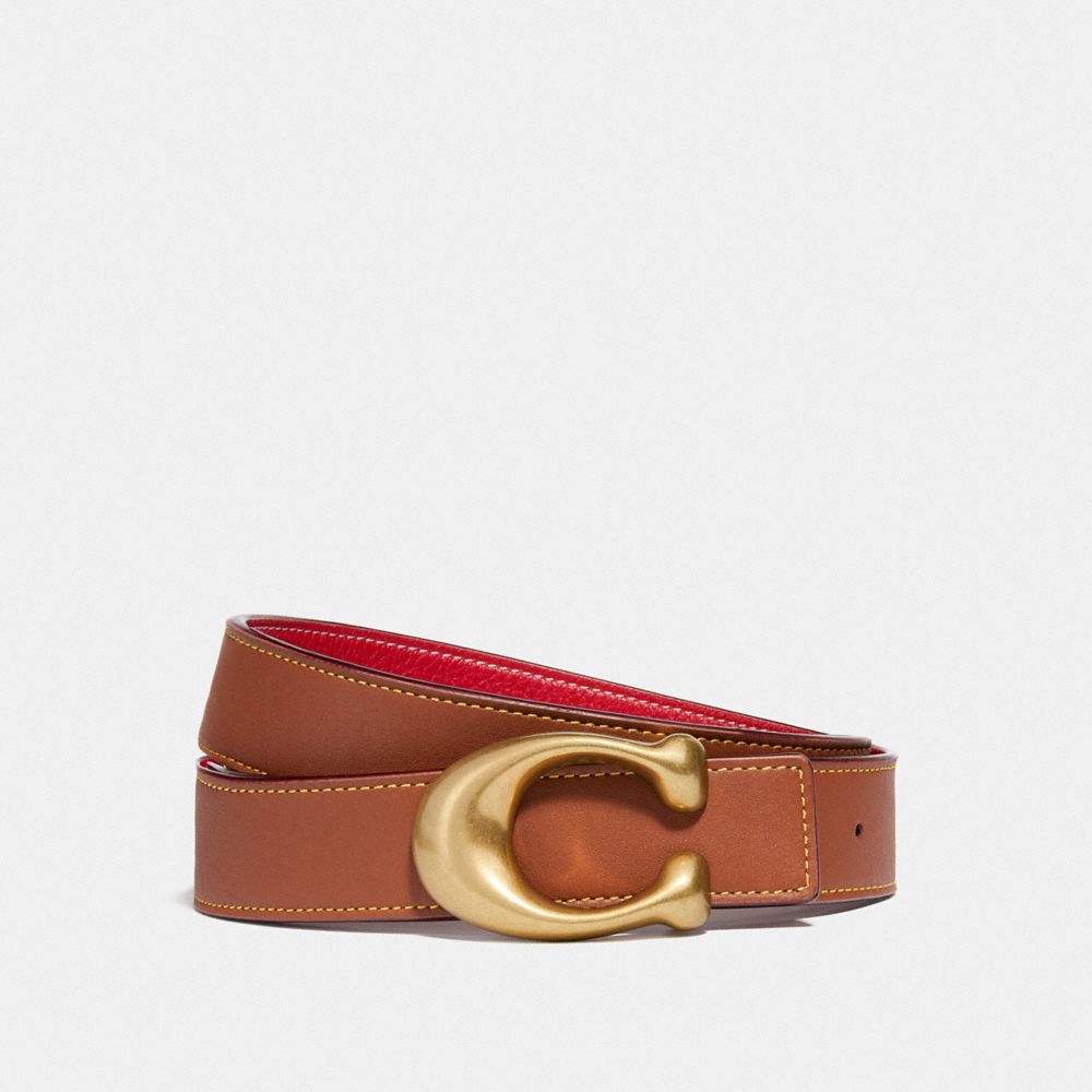 COACH SCULPTED SIGNATURE REVERSIBLE BELT - B4/1941 SADDLE 1941 RED - 40122