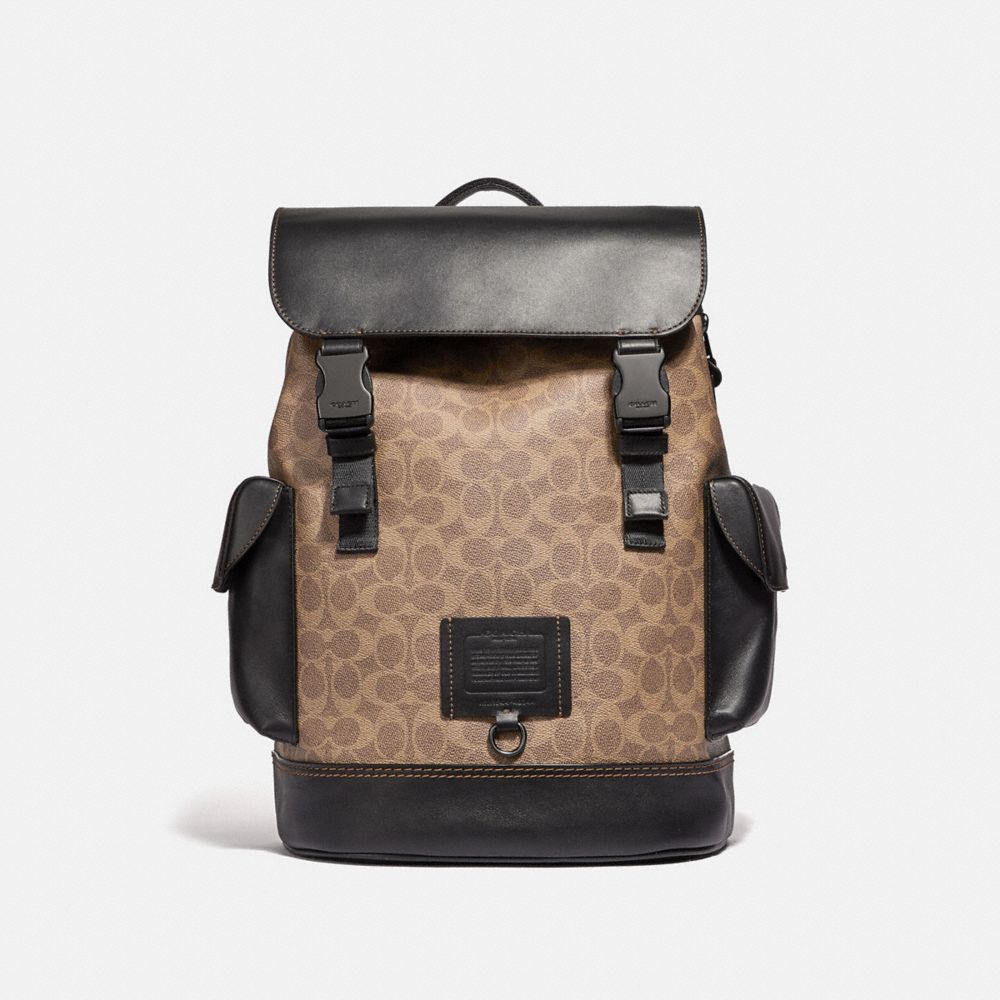 Rivington Backpack In Signature Canvas - 40344 - BLACK COPPER/KHAKI