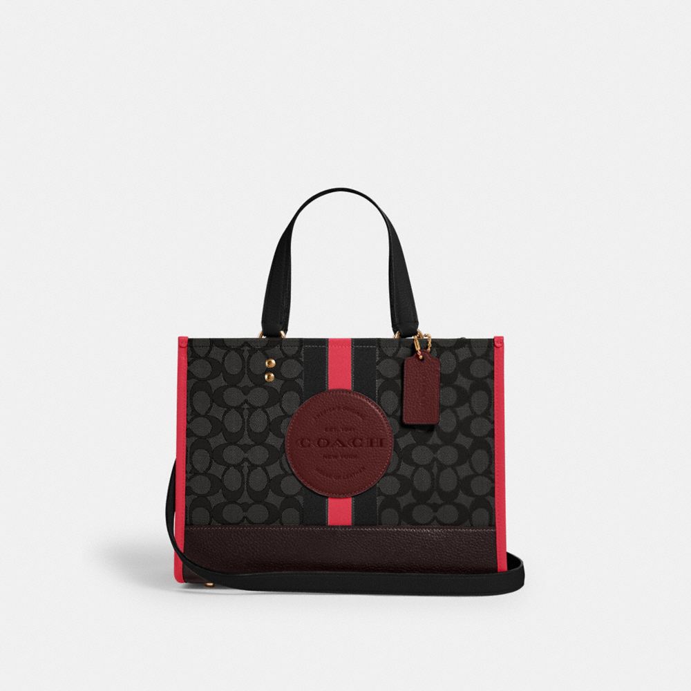 COACH 4113 - DEMPSEY CARRYALL IN SIGNATURE JACQUARD WITH STRIPE AND COACH PATCH IM/BLACK WINE MULTI