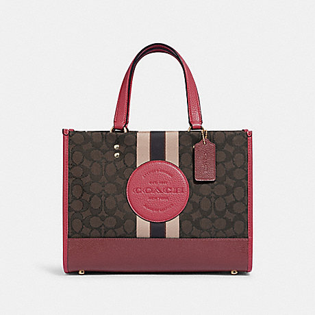 COACH Dempsey Carryall In Signature Jacquard With Stripe And Coach Patch - GOLD/BROWN STRAWBERRY HAZE - 4113