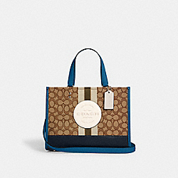 DEMPSEY CARRYALL IN SIGNATURE JACQUARD WITH STRIPE AND COACH PATCH - 4113 - SV/KHAKI CLK PALE GREEN MULTI