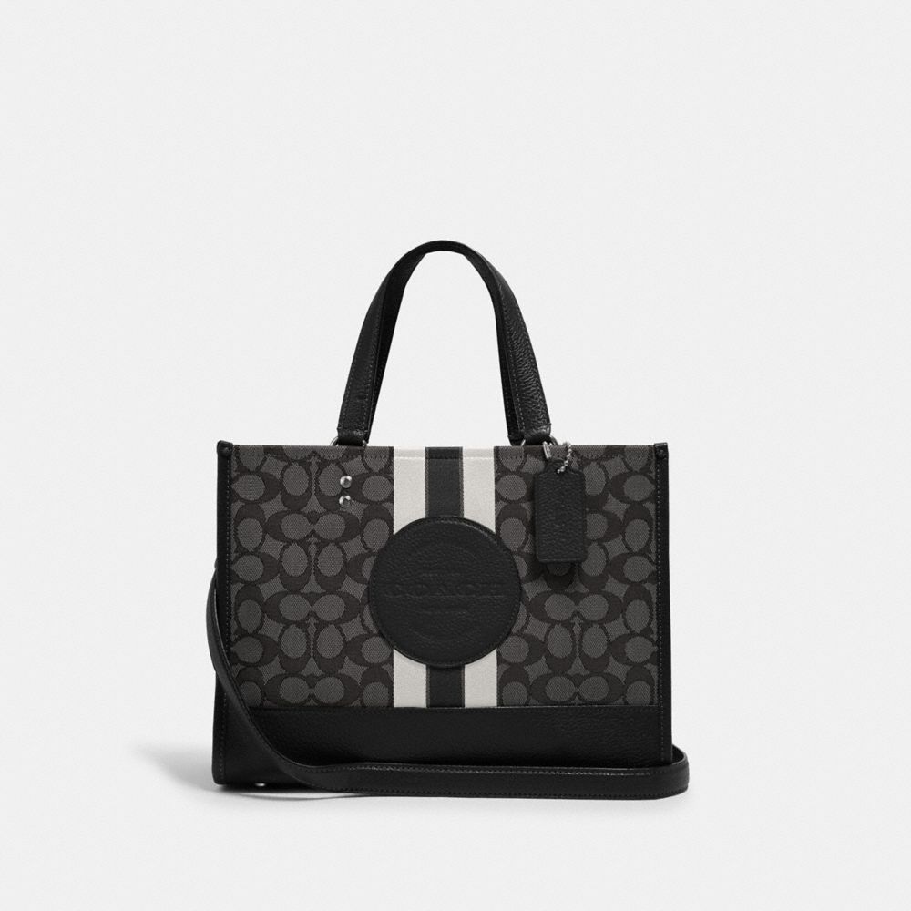 COACH 4113 - Dempsey Carryall In Signature Jacquard With Stripe And Coach Patch SILVER/BLACK SMOKE BLACK MULTI