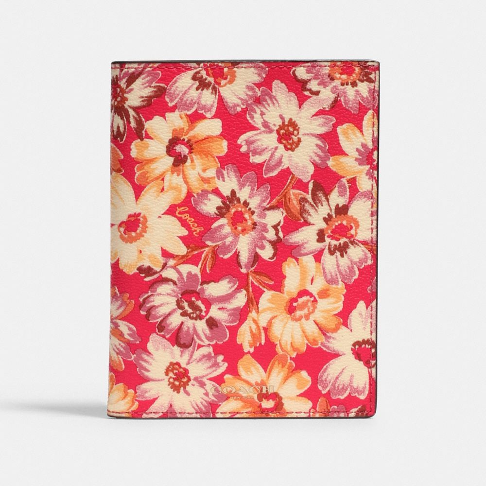 PASSPORT CASE WITH VINTAGE DAISY SCRIPT PRINT - 4115 - IM/PINK MULTI