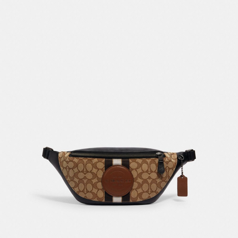 COACH 4119 WARREN BELT BAG IN SIGNATURE JACQUARD WITH STRIPE AND COACH PATCH QB/KHAKI MULTI