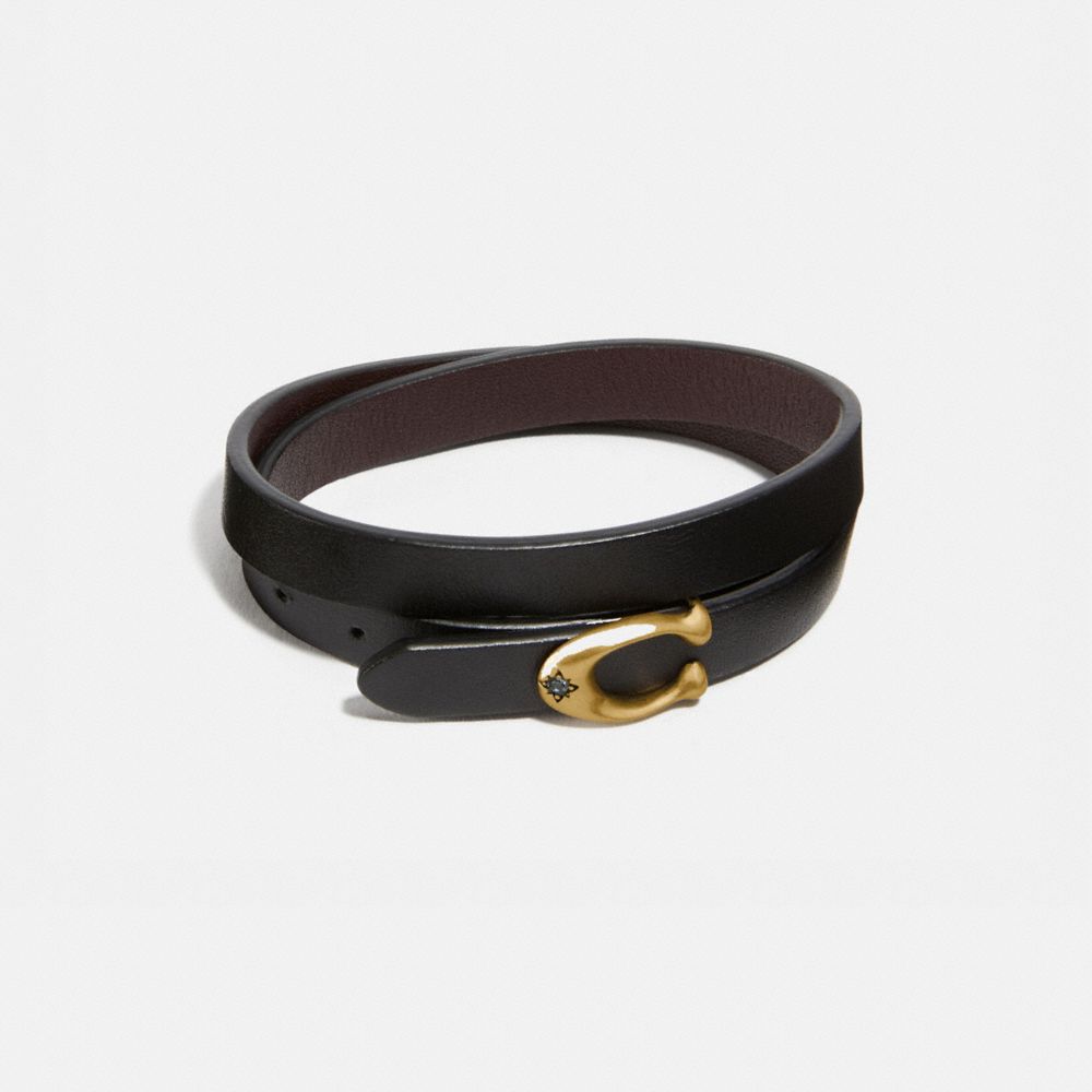 COACH 4123 SIGNATURE DOUBLE WRAP BRACELET GD/BLACK