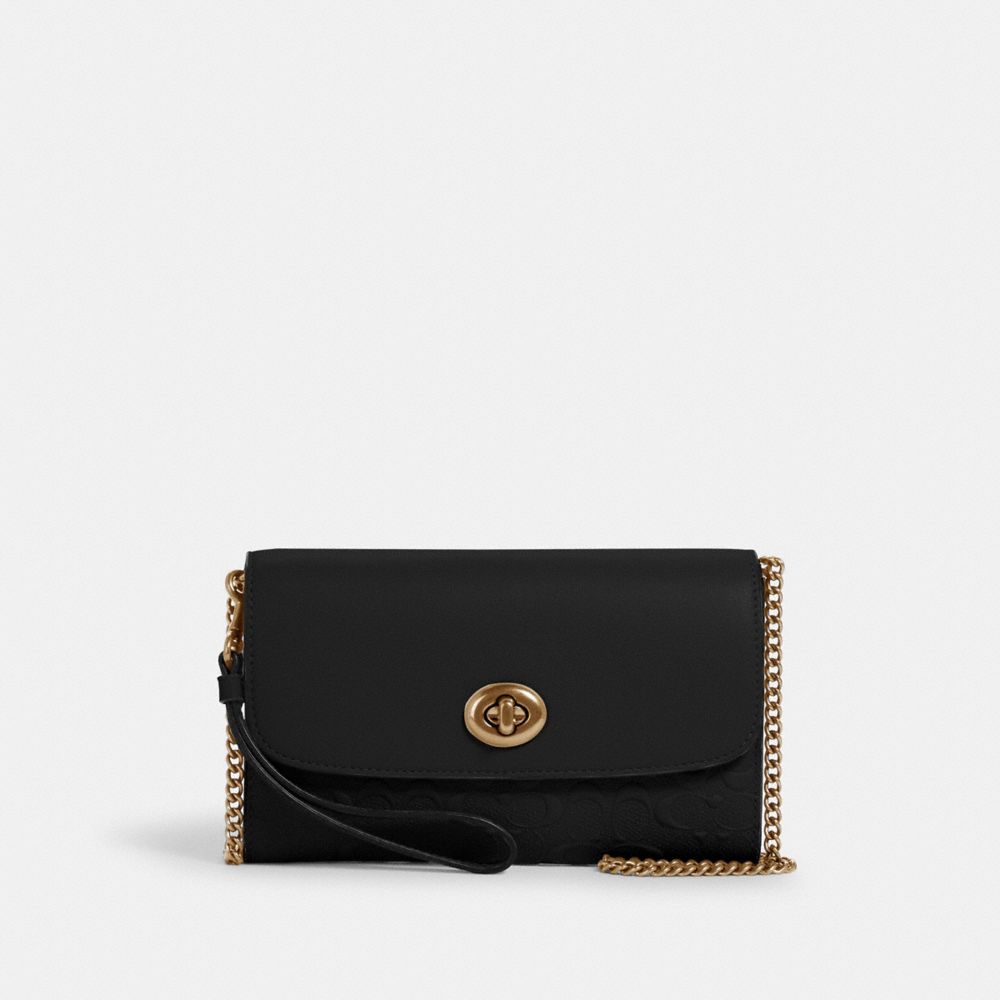 CHAIN CROSSBODY IN SIGNATURE LEATHER - 4126 - IM/BLACK