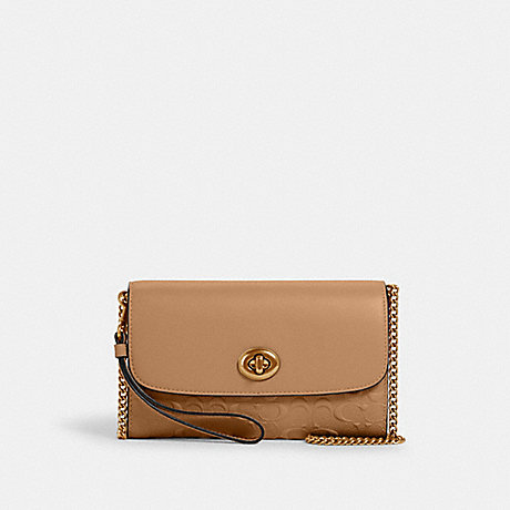 COACH CHAIN CROSSBODY IN SIGNATURE LEATHER - IM/TAUPE - 4126