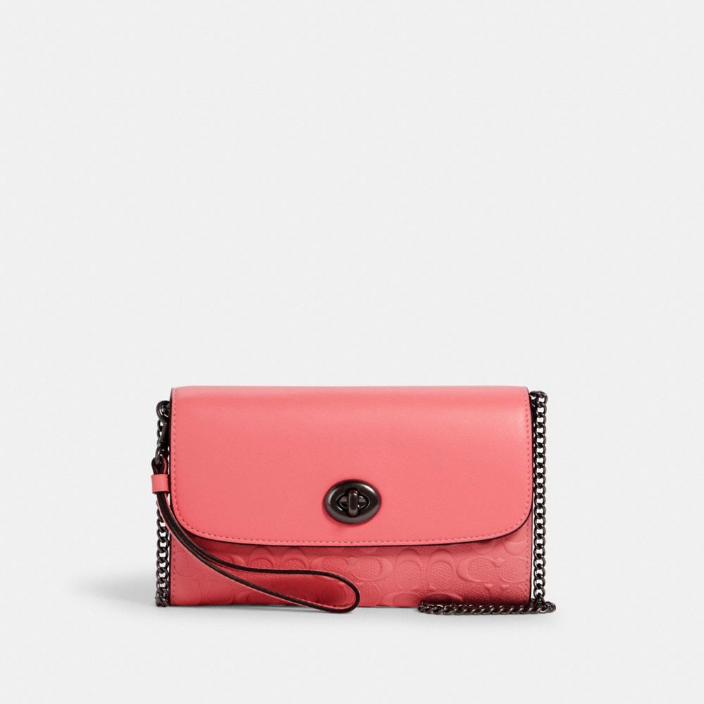 CHAIN CROSSBODY IN SIGNATURE LEATHER - 4126 - QB/PINK LEMONADE