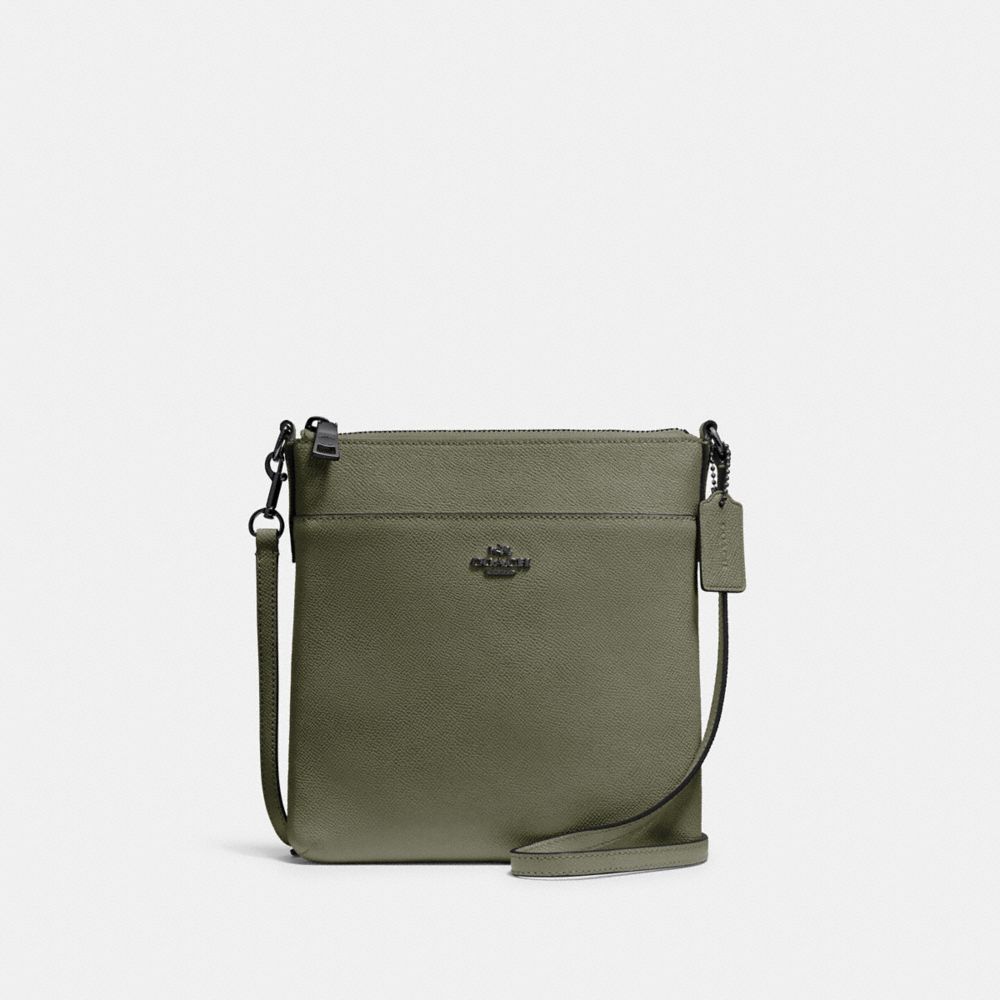 COACH 41320 Kitt Messenger Crossbody PEWTER/ARMY GREEN