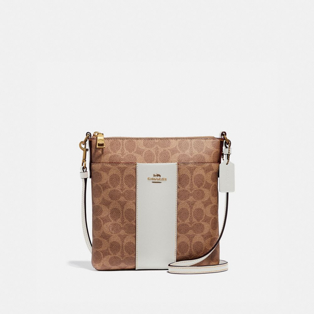 COACH 41321 KITT MESSENGER CROSSBODY IN COLORBLOCK SIGNATURE CANVAS B4/TAN-CHALK