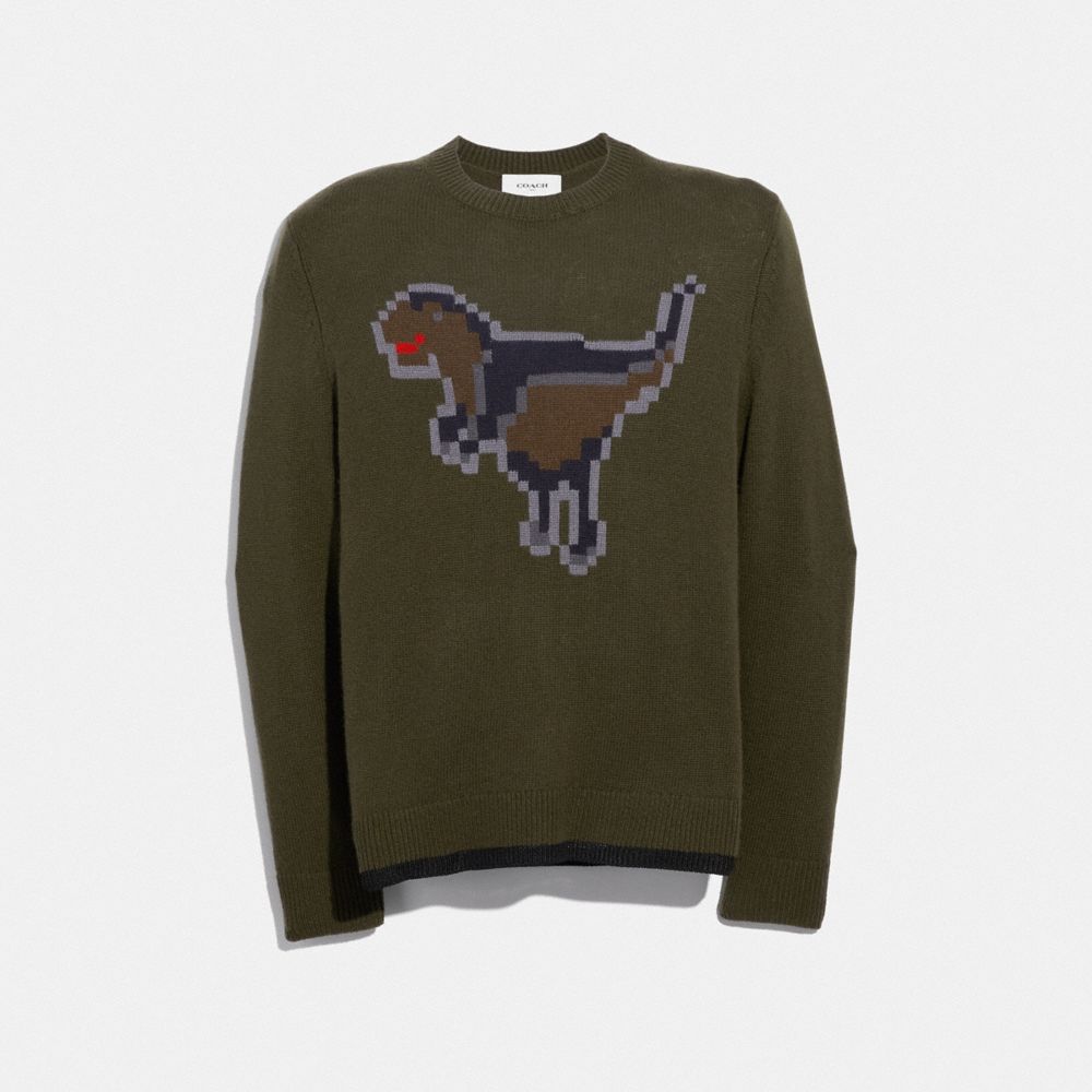 PIXEL REXY INTARSIA SWEATER - OLIVE - COACH 41356