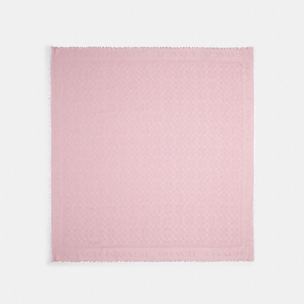 SIGNATURE JACQUARD OVERSIZED SQUARE SCARF - BLOSSOM - COACH 41814