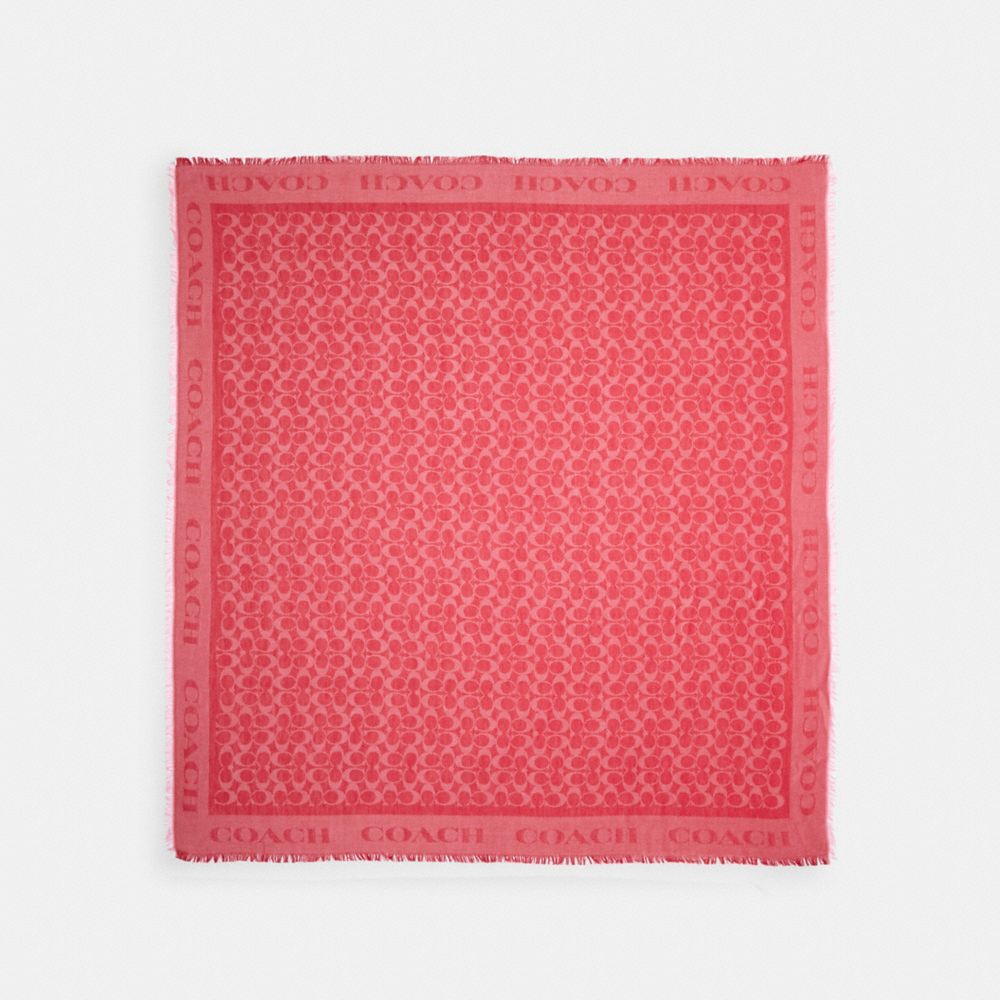 COACH 41814 - SIGNATURE JACQUARD OVERSIZED SQUARE SCARF FUCHSIA