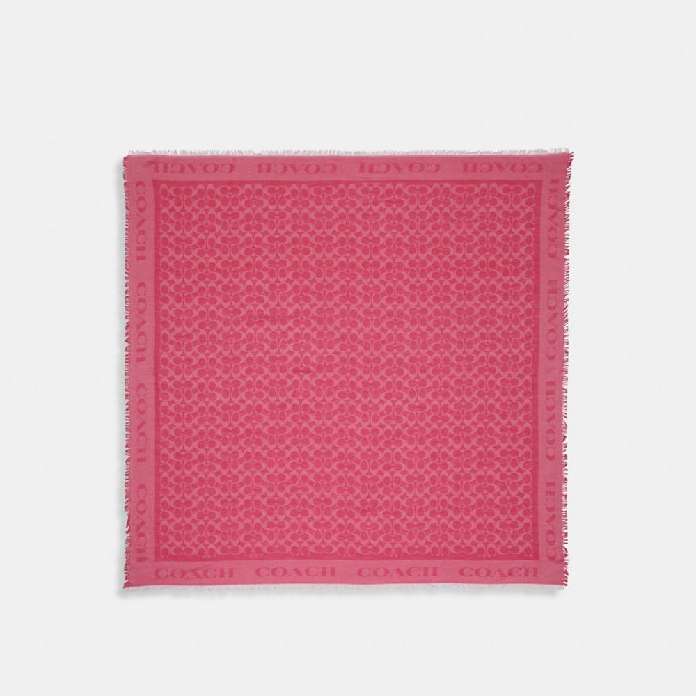 COACH 41814 Signature Jacquard Oversized Square Scarf BOLD-PINK