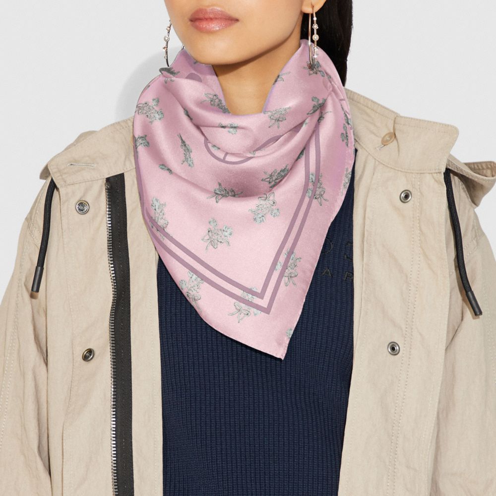 HORSE AND CARRIAGE SILK SQUARE SCARF-BLOSSOM