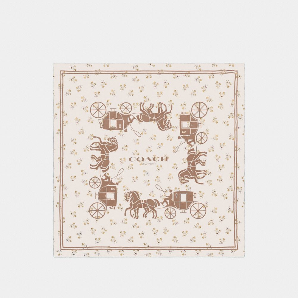 HORSE AND CARRIAGE SILK SQUARE SCARF-BLOSSOM