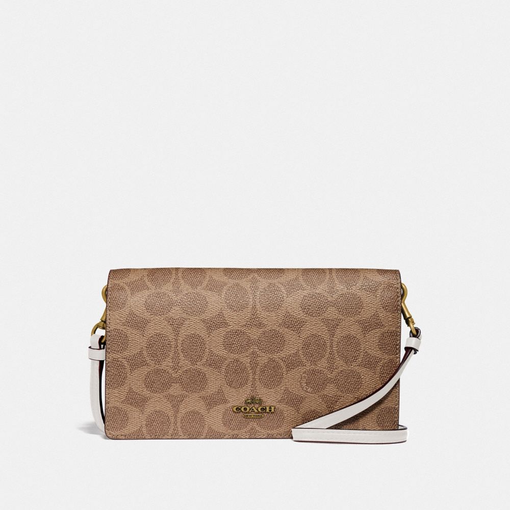 COACH 41920 Hayden Foldover Crossbody Clutch In Colorblock Signature Canvas B4/TAN CHALK