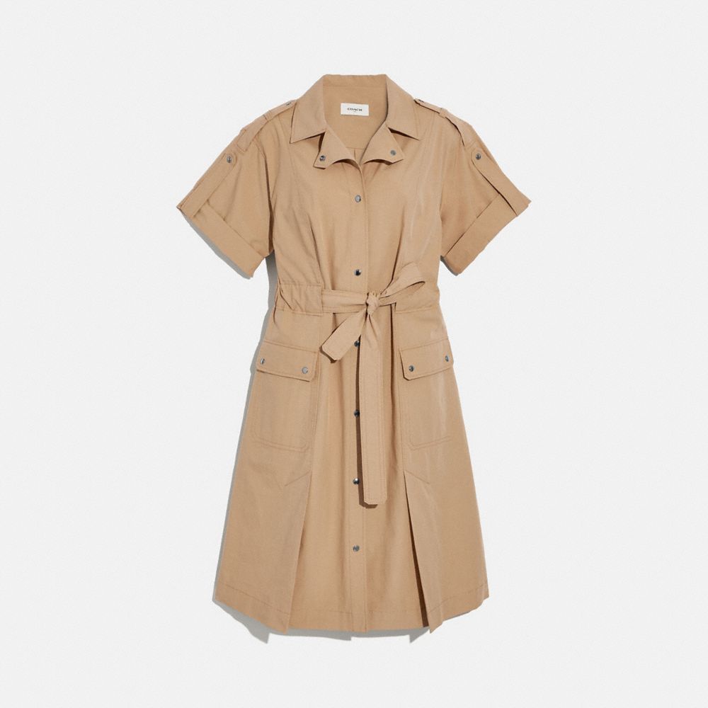 COACH 4222 - COTTON TIE WAIST SHIRT DRESS - KHAKI | COACH WOMEN