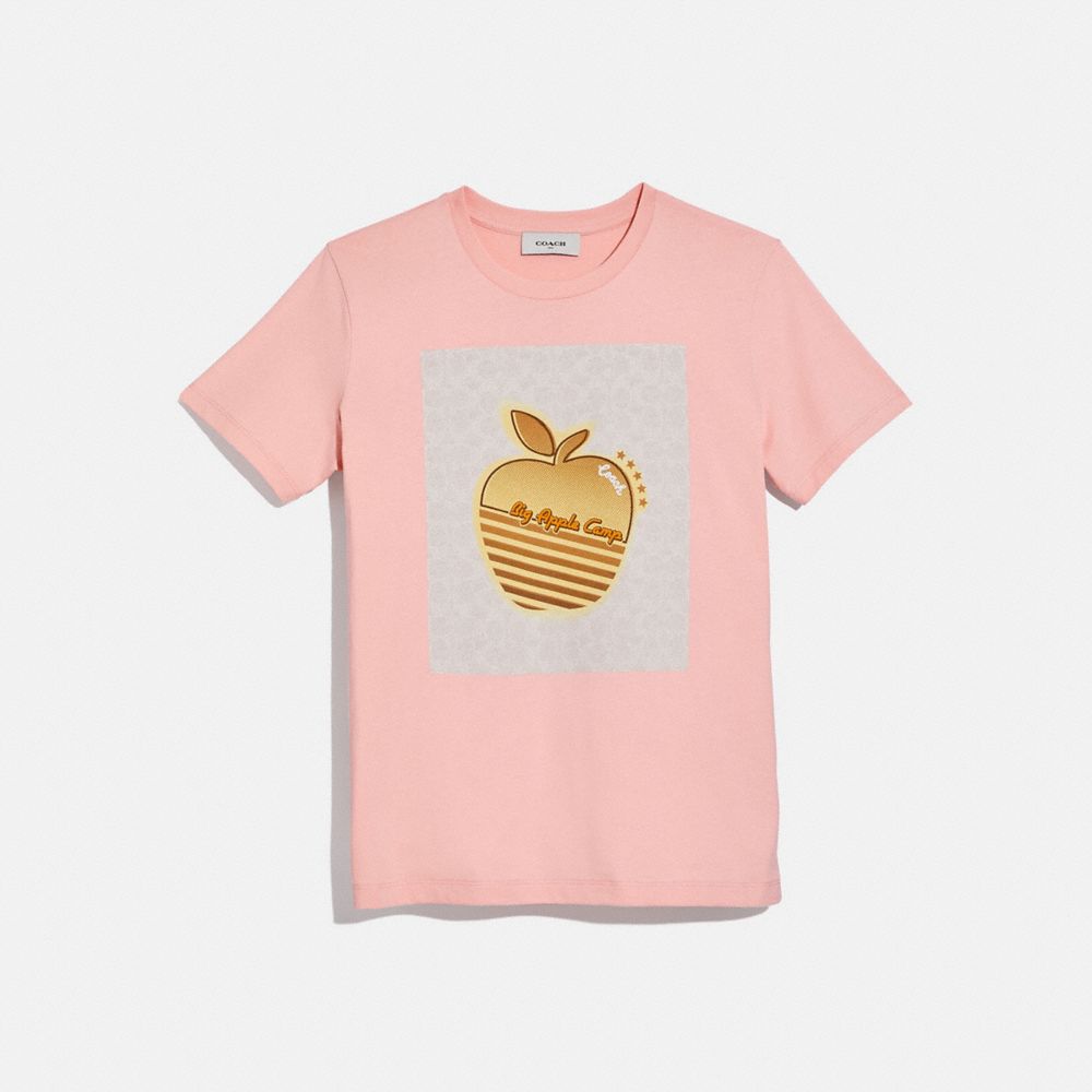 COACH APPLE GRAPHIC CAMP T-SHIRT - PALE PINK - 4231
