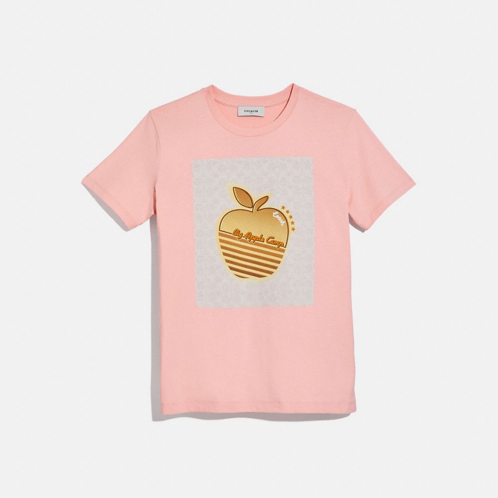 COACH 4231 APPLE GRAPHIC CAMP T-SHIRT PALE PINK