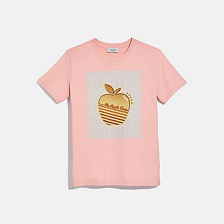 COACH 4231 - APPLE GRAPHIC CAMP T-SHIRT - PALE PINK | COACH NEW 