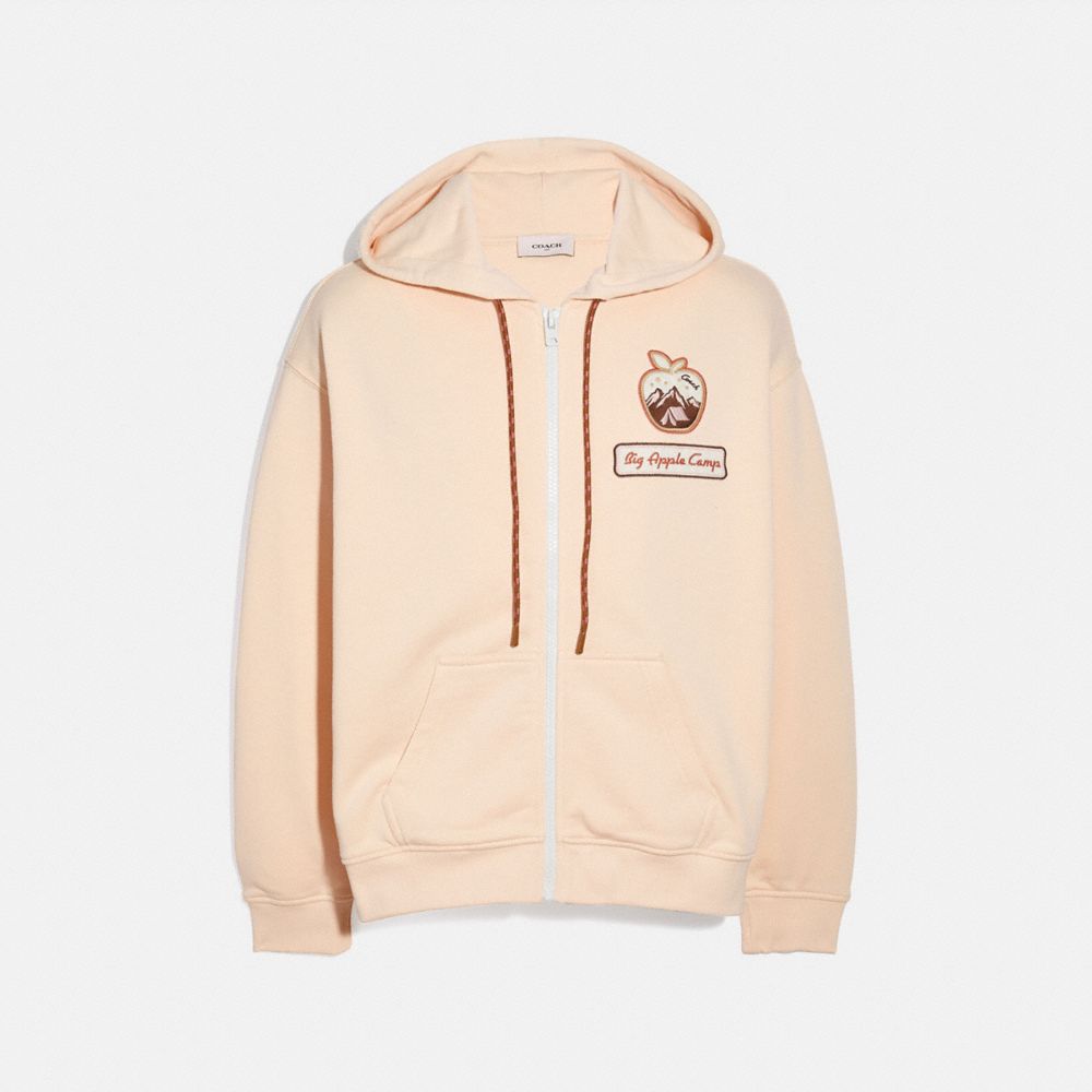 COACH BIG APPLE CAMP JERSEY HOODIE - IVORY - 4236