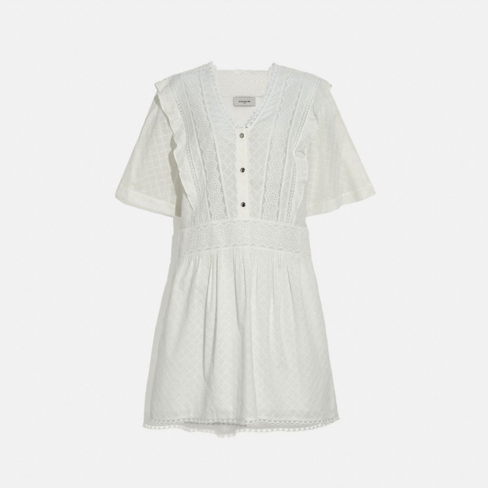 COACH Broderie Anglaise Mini Dress - CREAM - 4268