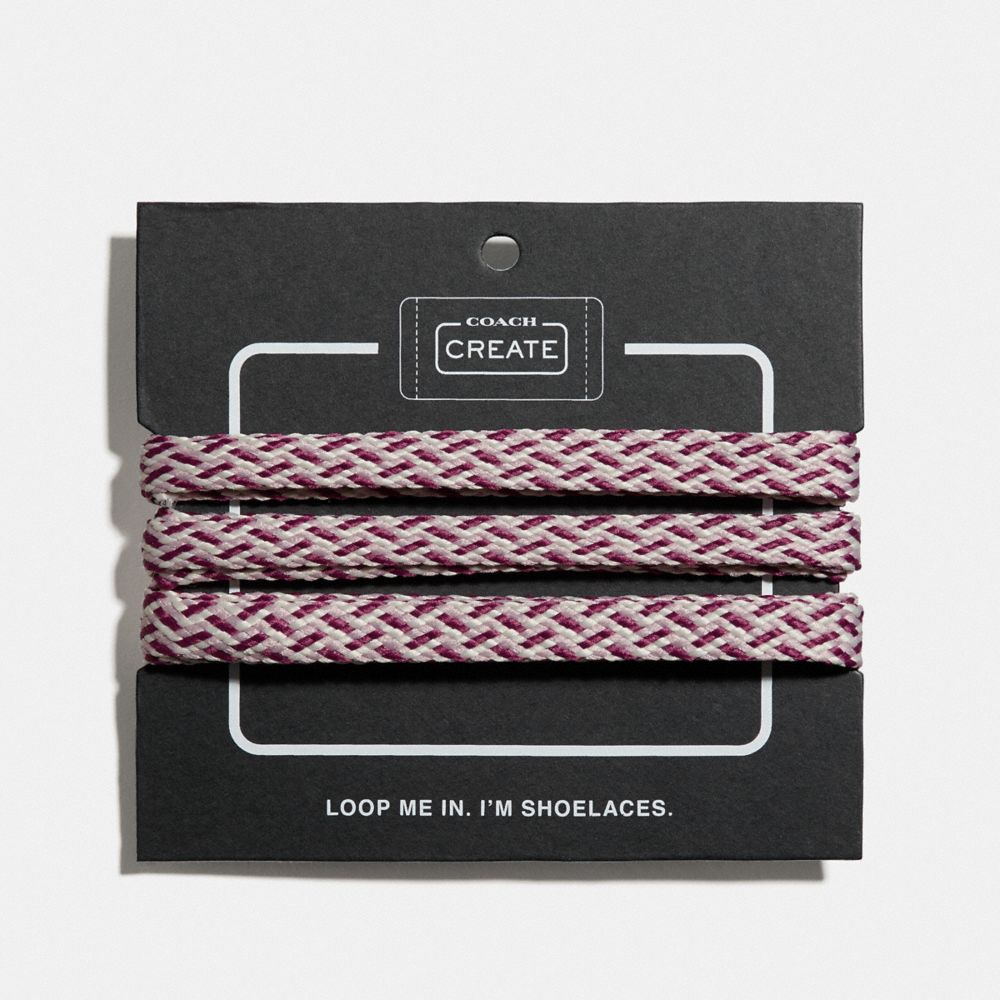 COACH 42733 Multi Woven Shoe Laces DARK BERRY/PINK/CHALK