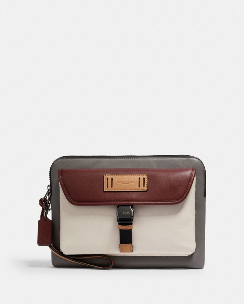 COACH RANGER POUCH IN COLORBLOCK - QB/CHALK/HEATHER GREY/BURGUNDY - 4301