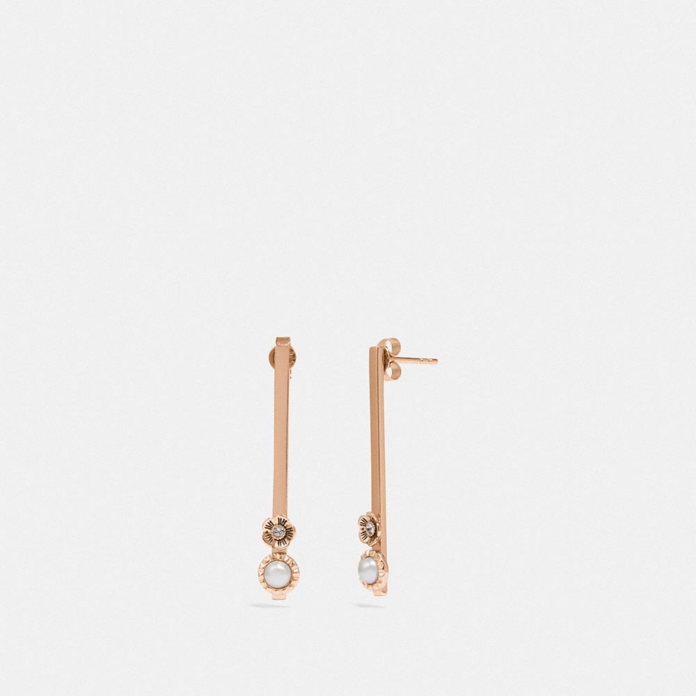 COACH 43026 DEMI-FINE SUNBURST BAR EARRINGS GREY/ROSE-GOLD