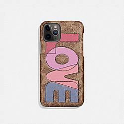 Iphone 11 Pro Case In Signature Canvas With Love Print - TAN - COACH 4305