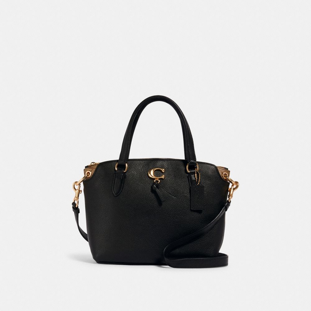 REMI SATCHEL WITH SIGNATURE CANVAS DETAIL - IM/BLACK KHAKI - COACH 4343