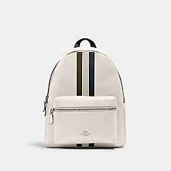 CHARLIE BACKPACK WITH VARSITY STRIPE - 4411 - SV/CHALK PALE GREEN MULTI