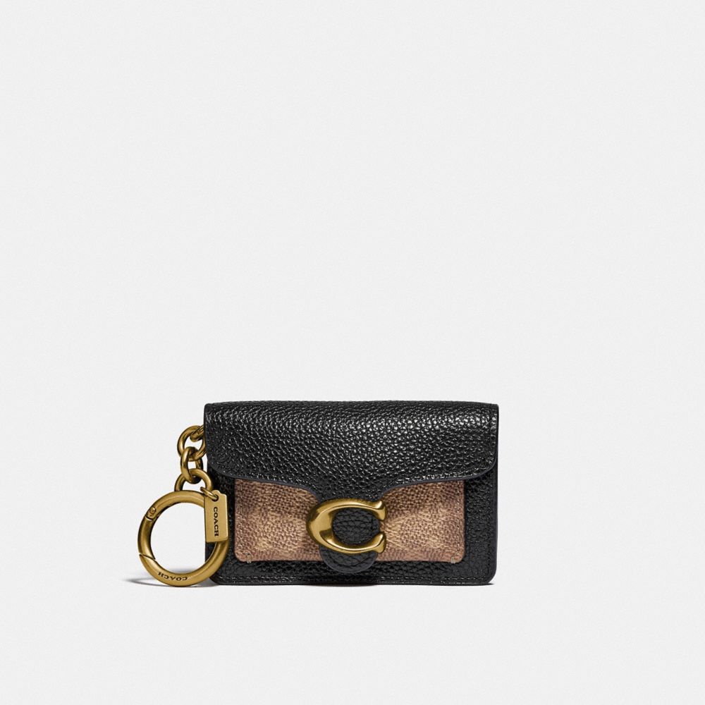 COACH 4416 Mini Tabby Bag Charm In Signature Canvas Brass/Black