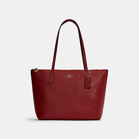 COACH 4454 Zip Top Tote GOLD/1941-RED