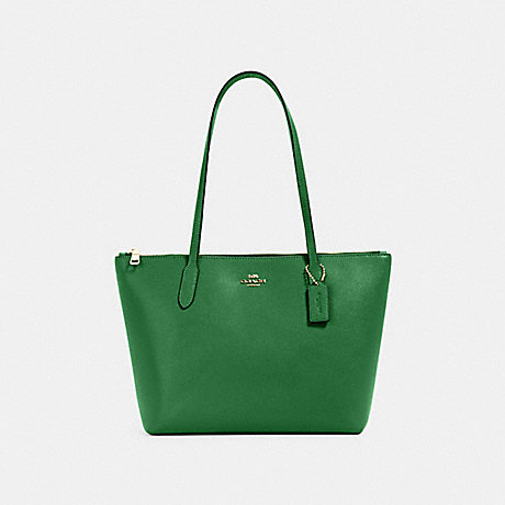 COACH 4454 Zip Top Tote Gold/KELLY-GREEN