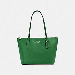 COACH 4454 Zip Top Tote GOLD/KELLY GREEN