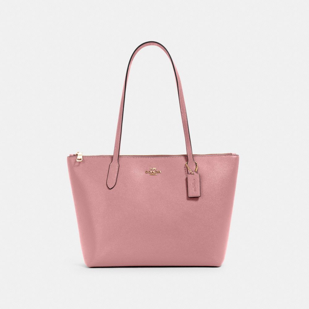 COACH Zip Top Tote - GOLD/TRUE PINK - 4454