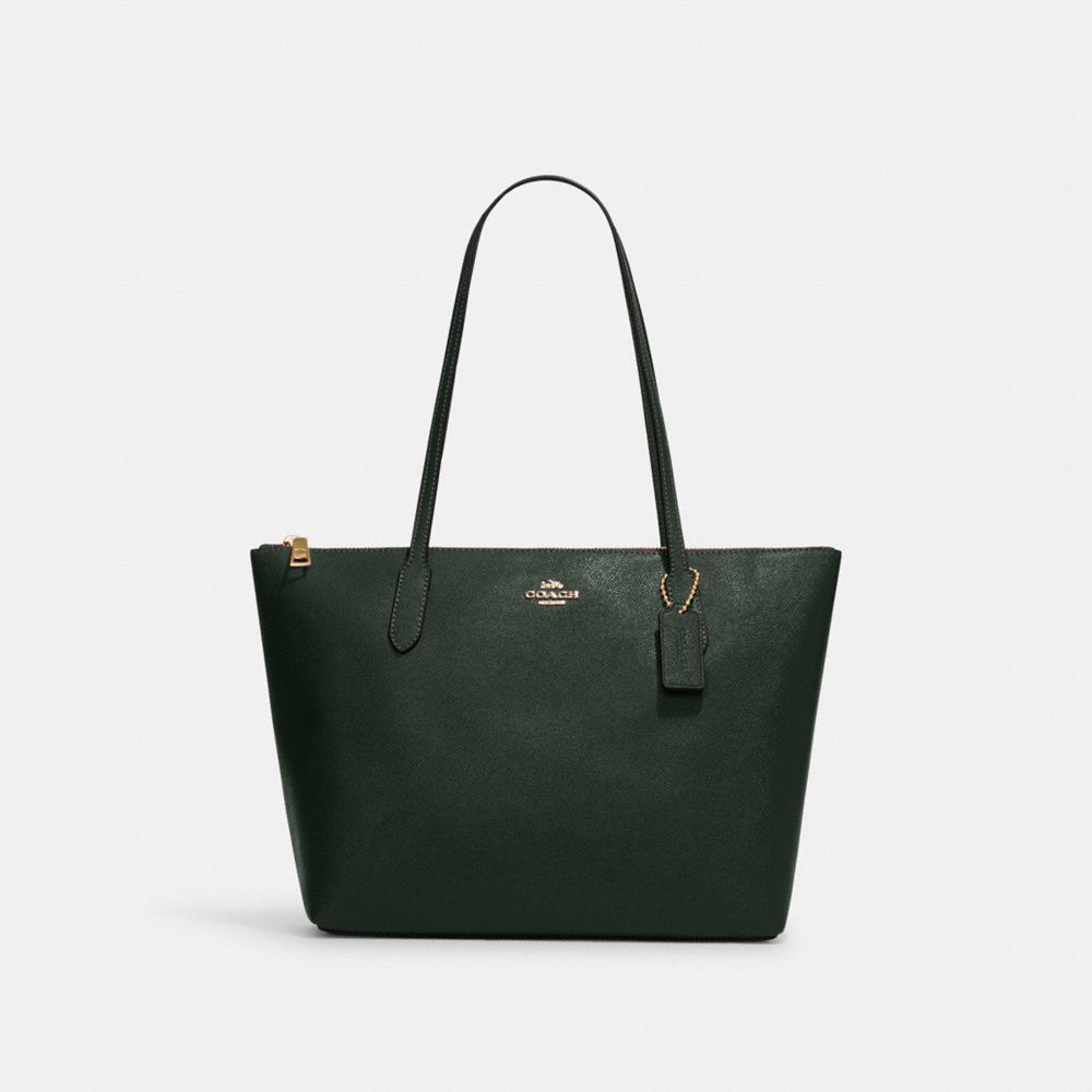 COACH 4454 Zip Top Tote Gold/Amazon Green