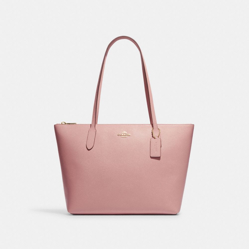 Zip Top Tote - 4454 - Gold/Shell Pink